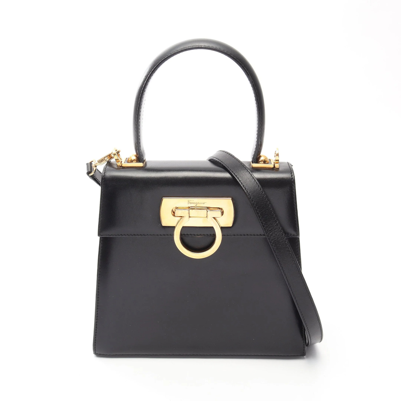 Salvatore Ferragamo 2WAY Handbag Black Leather #RCB14724