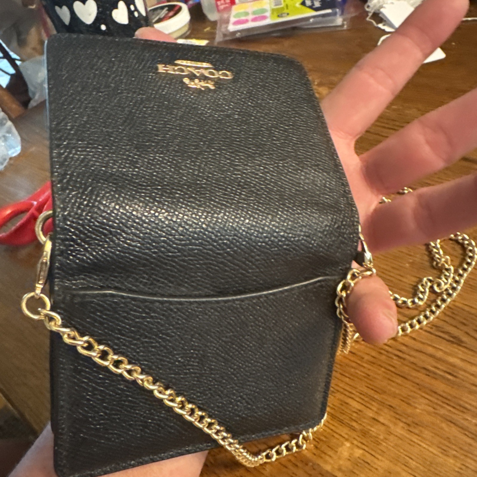 Coach Mini Leather Wallet On A Chain Black C0059 REALLY NICE COND!
