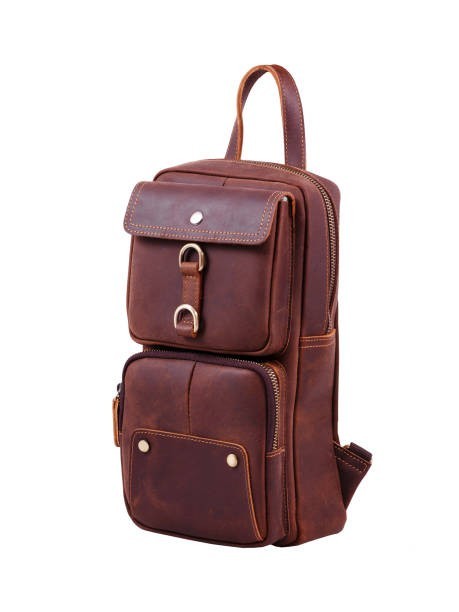 Premium Crazy Horse Leather Sling Bag, Multifunction Crossbody Chest Daypack