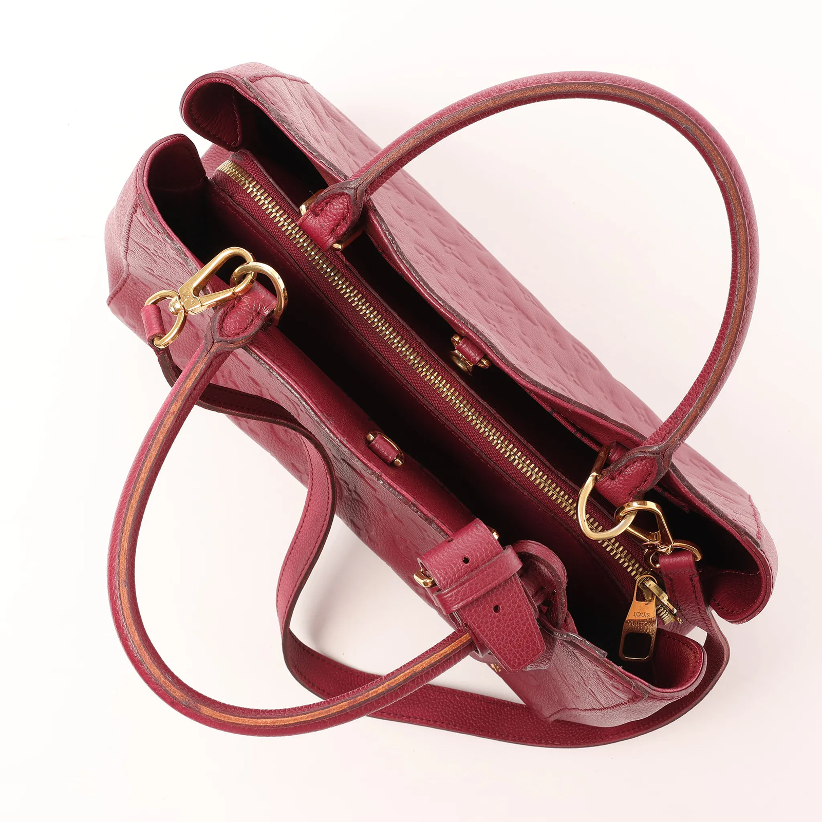 Louis Vuitton Montaigne MM Monogram Empreinte 2Way Handbag in Burgundy M43258