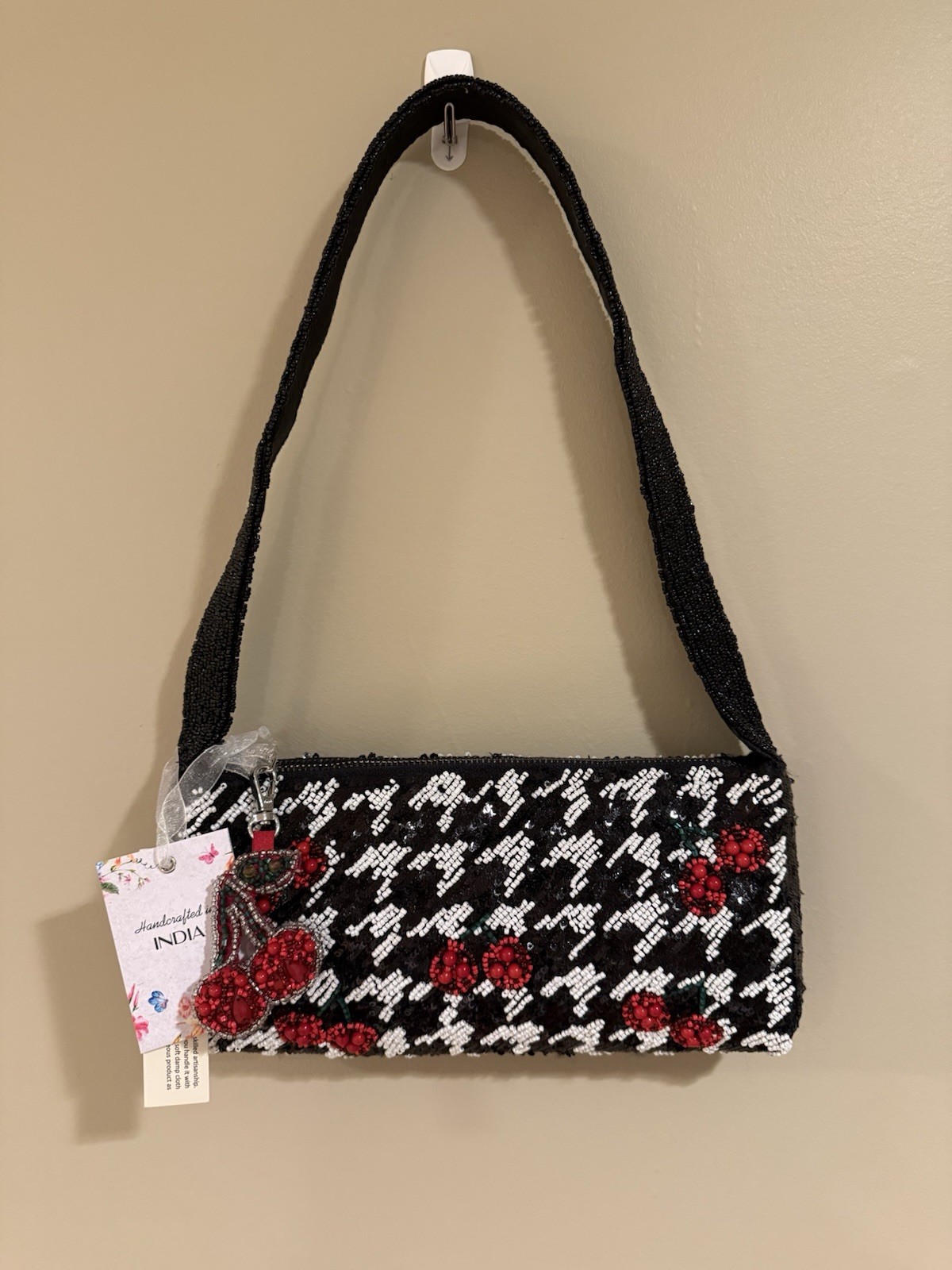 New Release -Handcrafted in Made in India Black Cherry Beaded Bag Viral TikTok