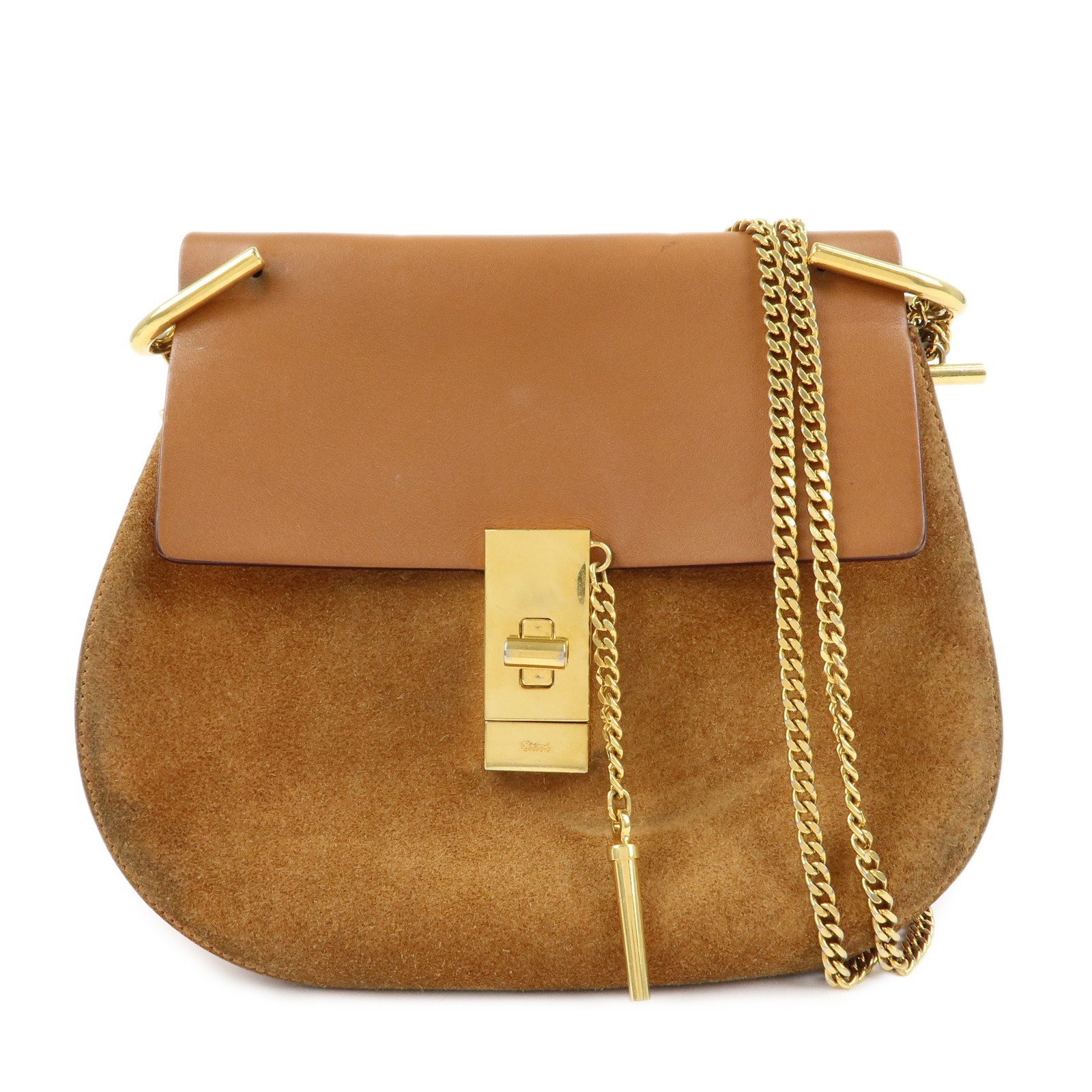 Chloe Drew Leather Suede Shoulder Bag Crossbody Bag Brown Authentic Used F/S