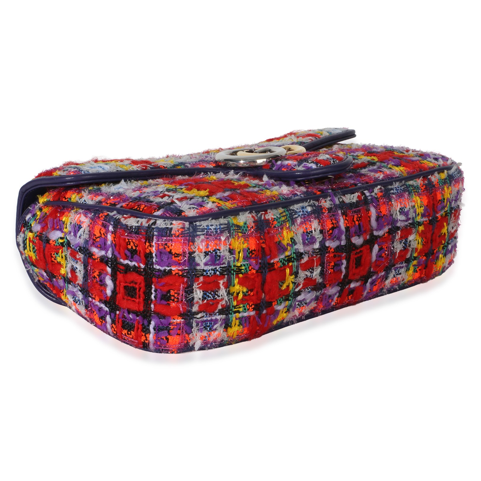Gucci Purple Multicolor Tweed Small Marmont Shoulder Bag