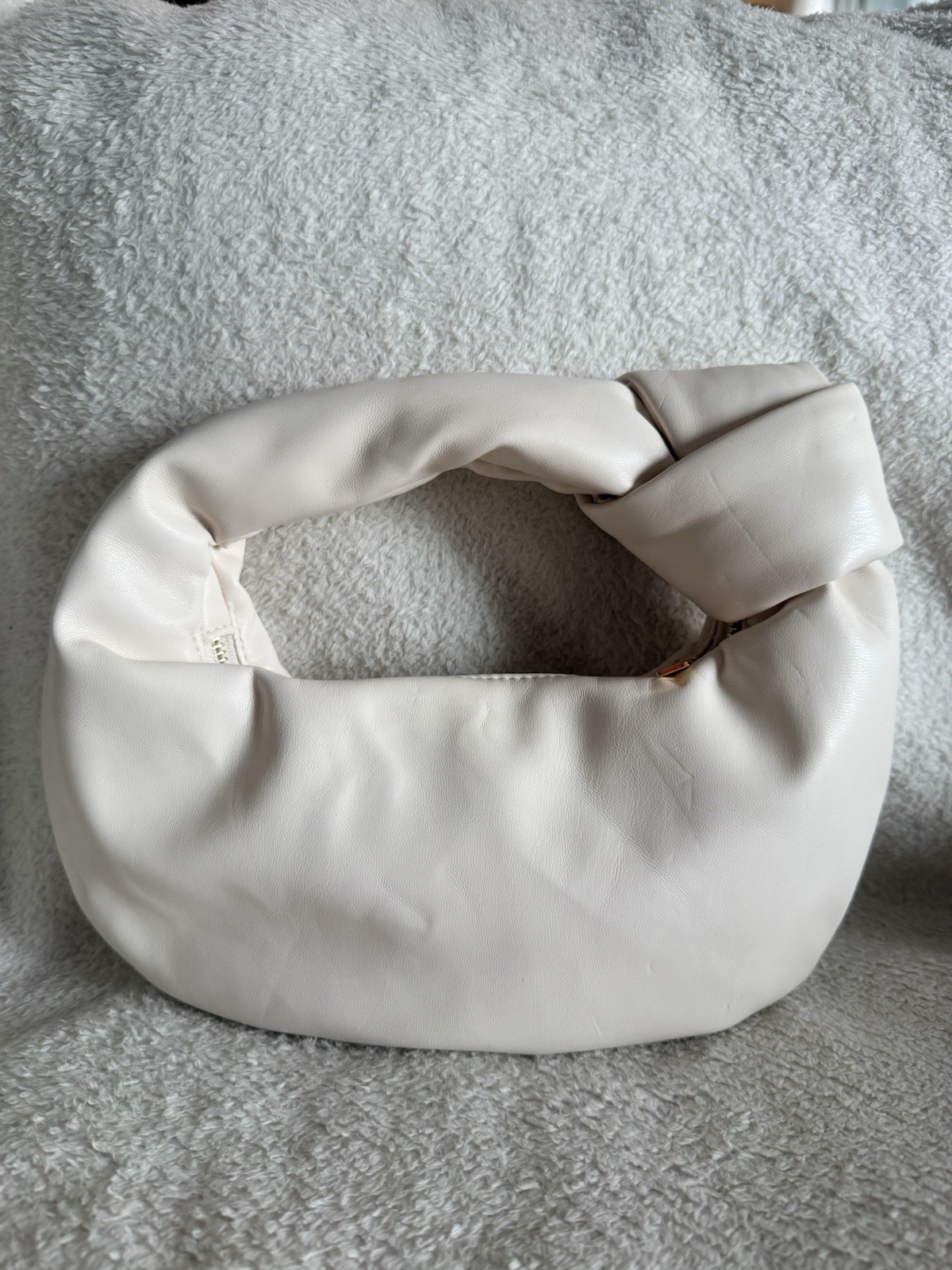 Melie Bianco Alexandra Top Knot Handbag – Cream Vegan Leather