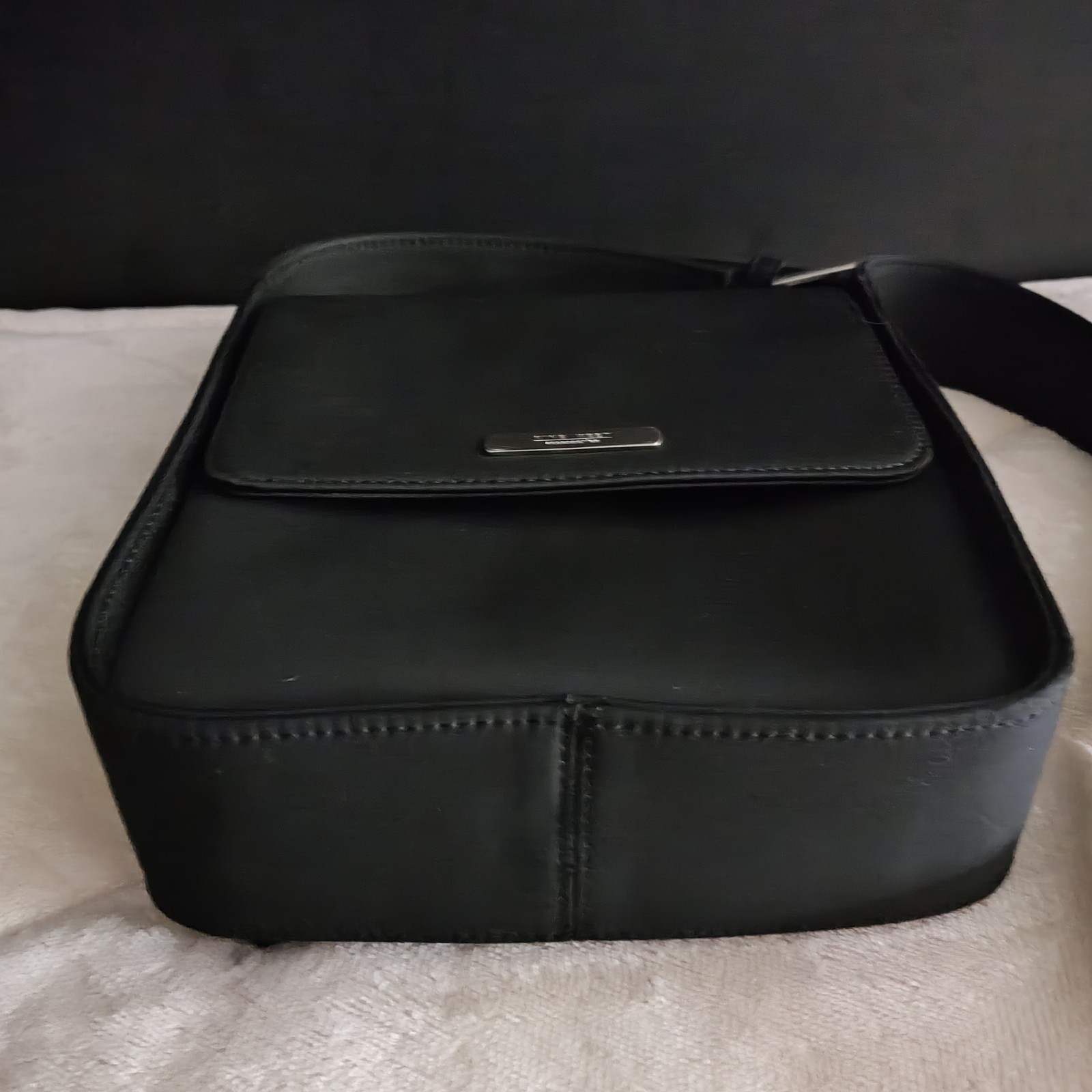 Nine West Black Microfiber Crossbody Bag Flap and Zipper Purse FREE SHIPPING