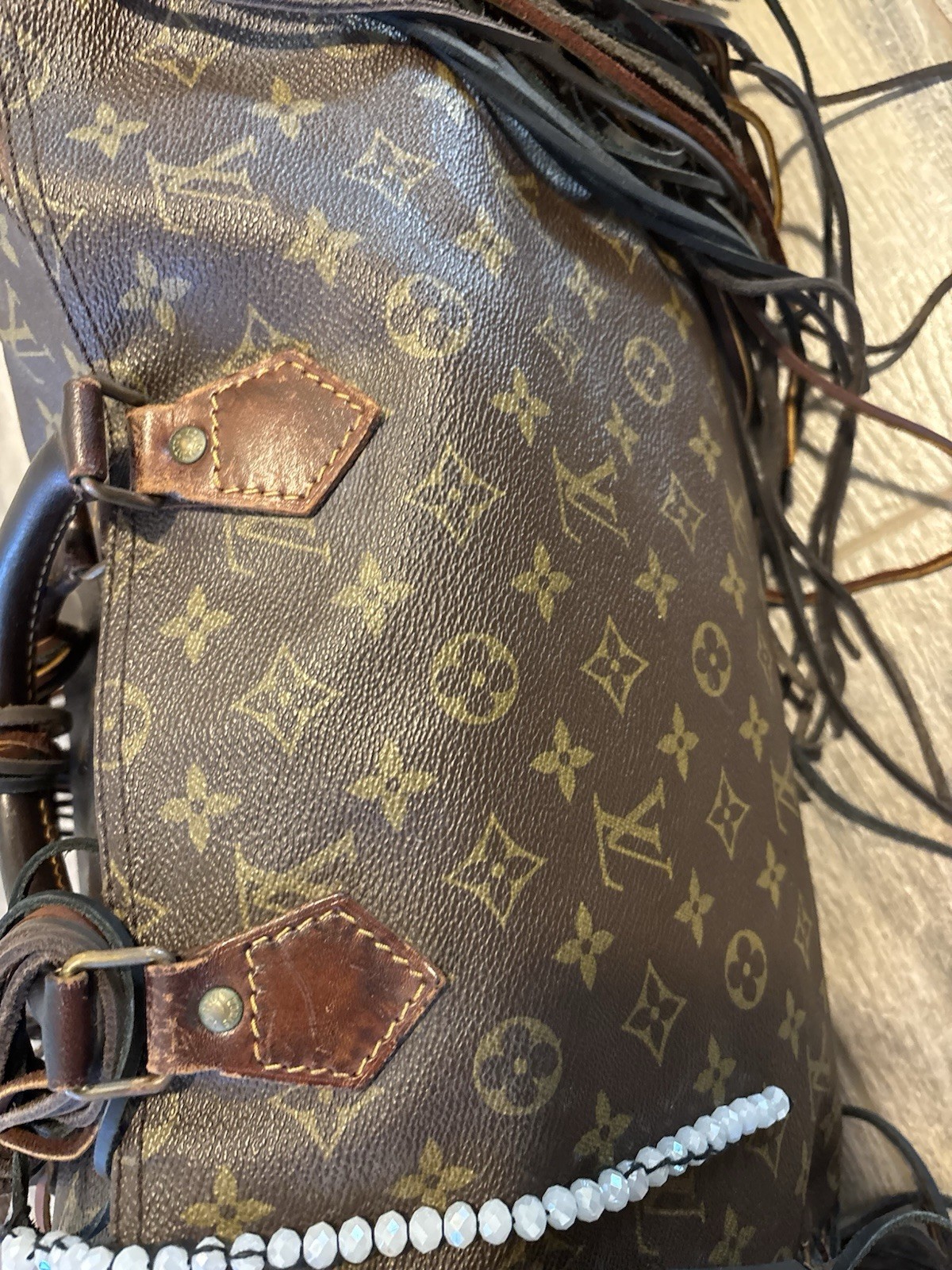 Louis Vuitton Speedy Duffle Brown Leather Customized 341 SA