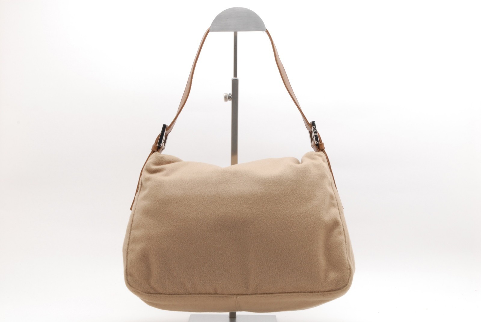 FENDI Mamma Baguette Shoulder Bag Beige Wool