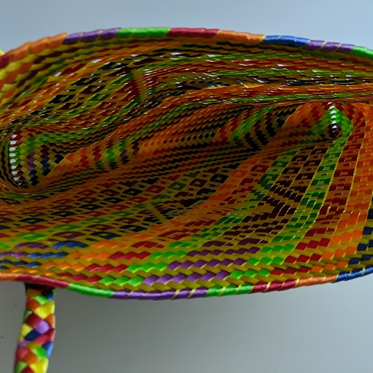 woven mexican tote handmade of recycled plastic Colorful Purse Handbag