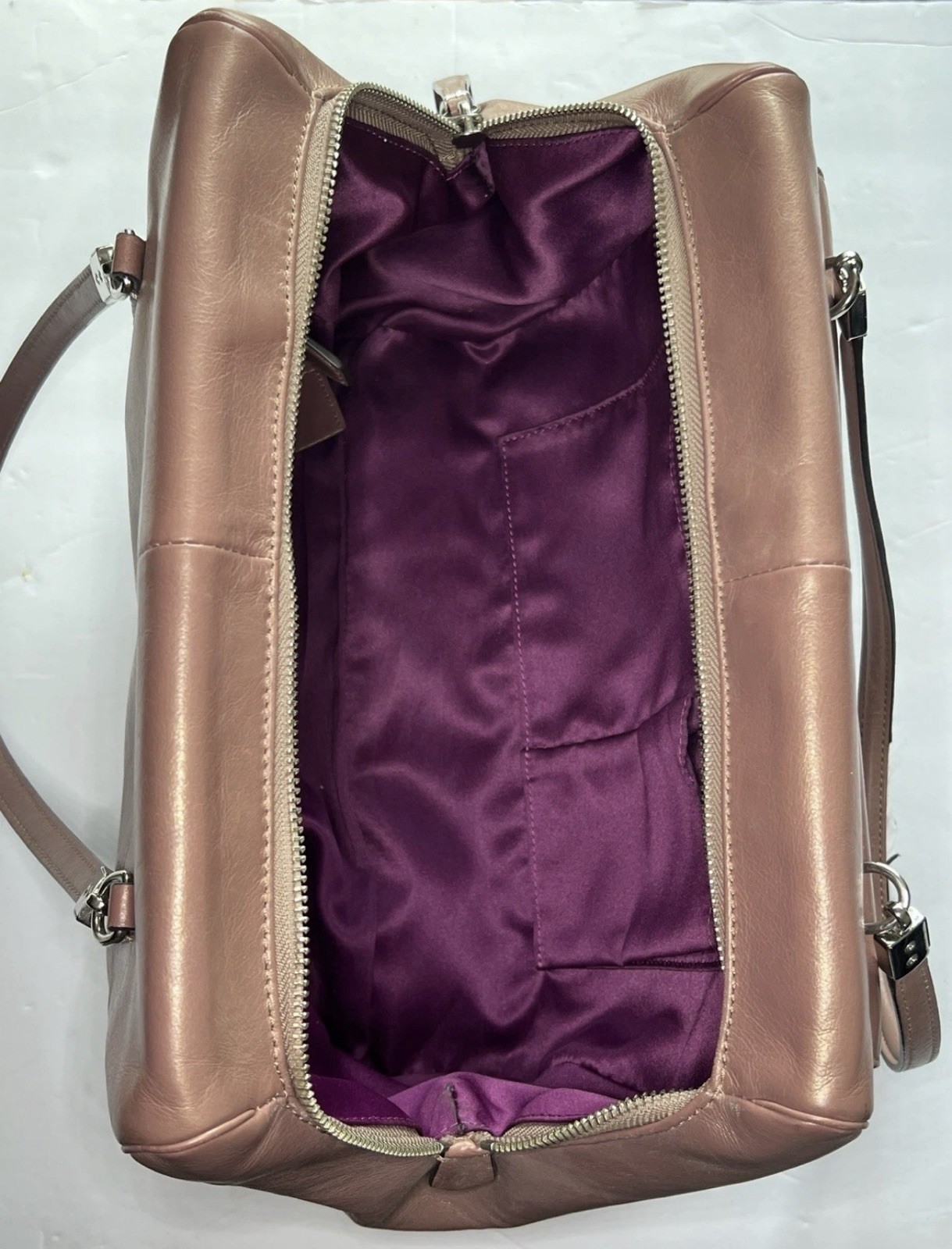 COACH Madison Madeline Satchel Pink Rose Metallic Leather Shoulder Bag 25164 Y2K