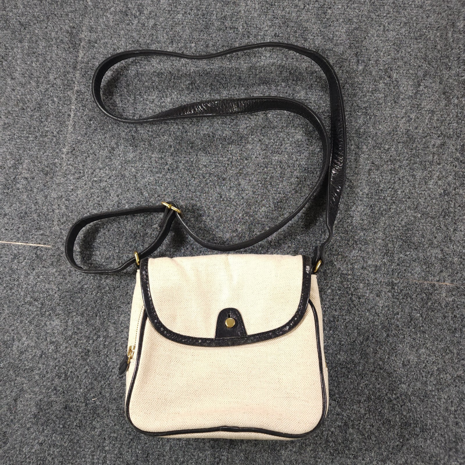 J.Crew Linen Crossbody Bag with Leather Trim Cream/Black