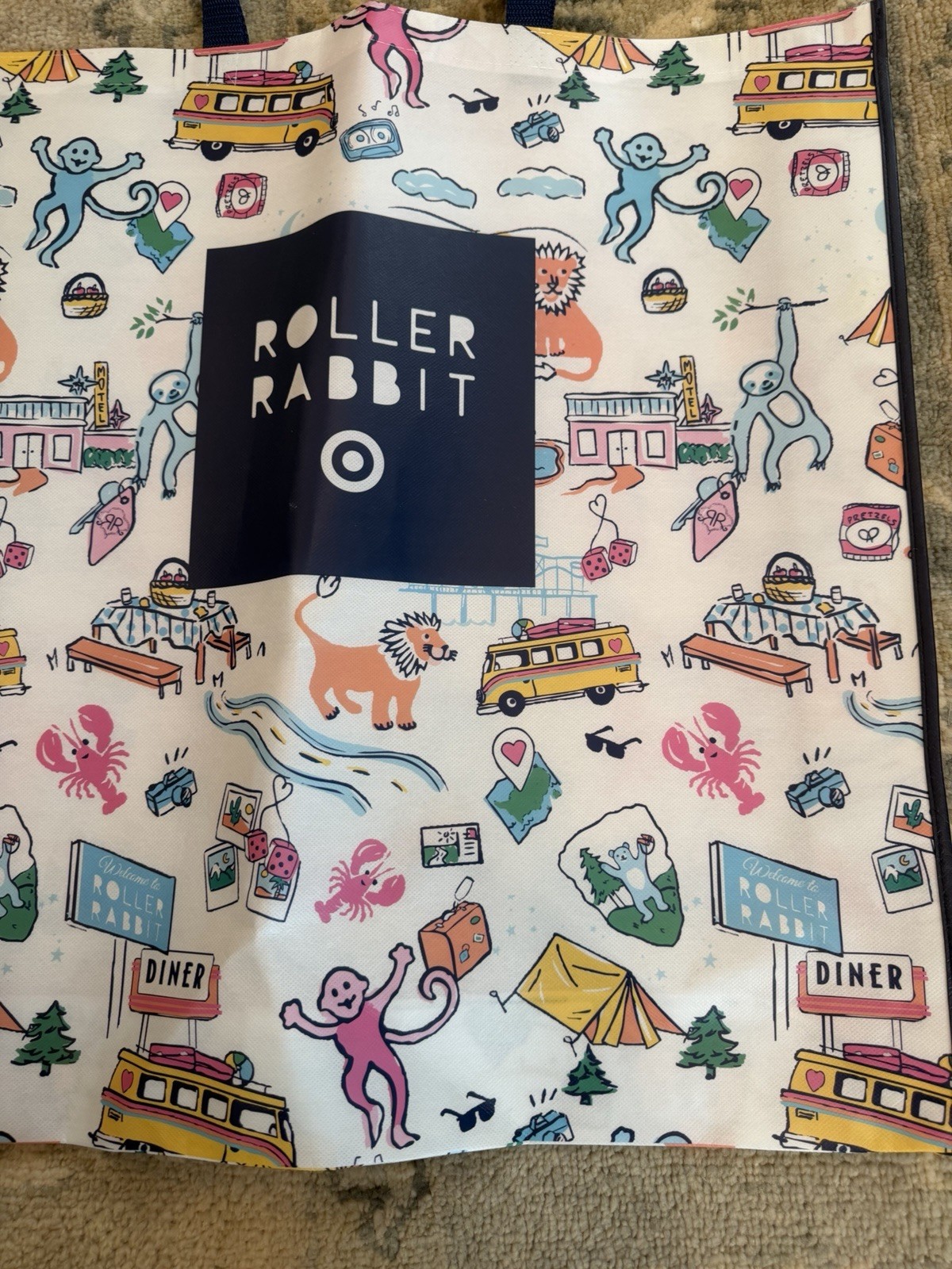 ROLLER RABBIT x TARGET TOTE BAG 24”x24” NEW RARE GIFT REUSABLE BAG