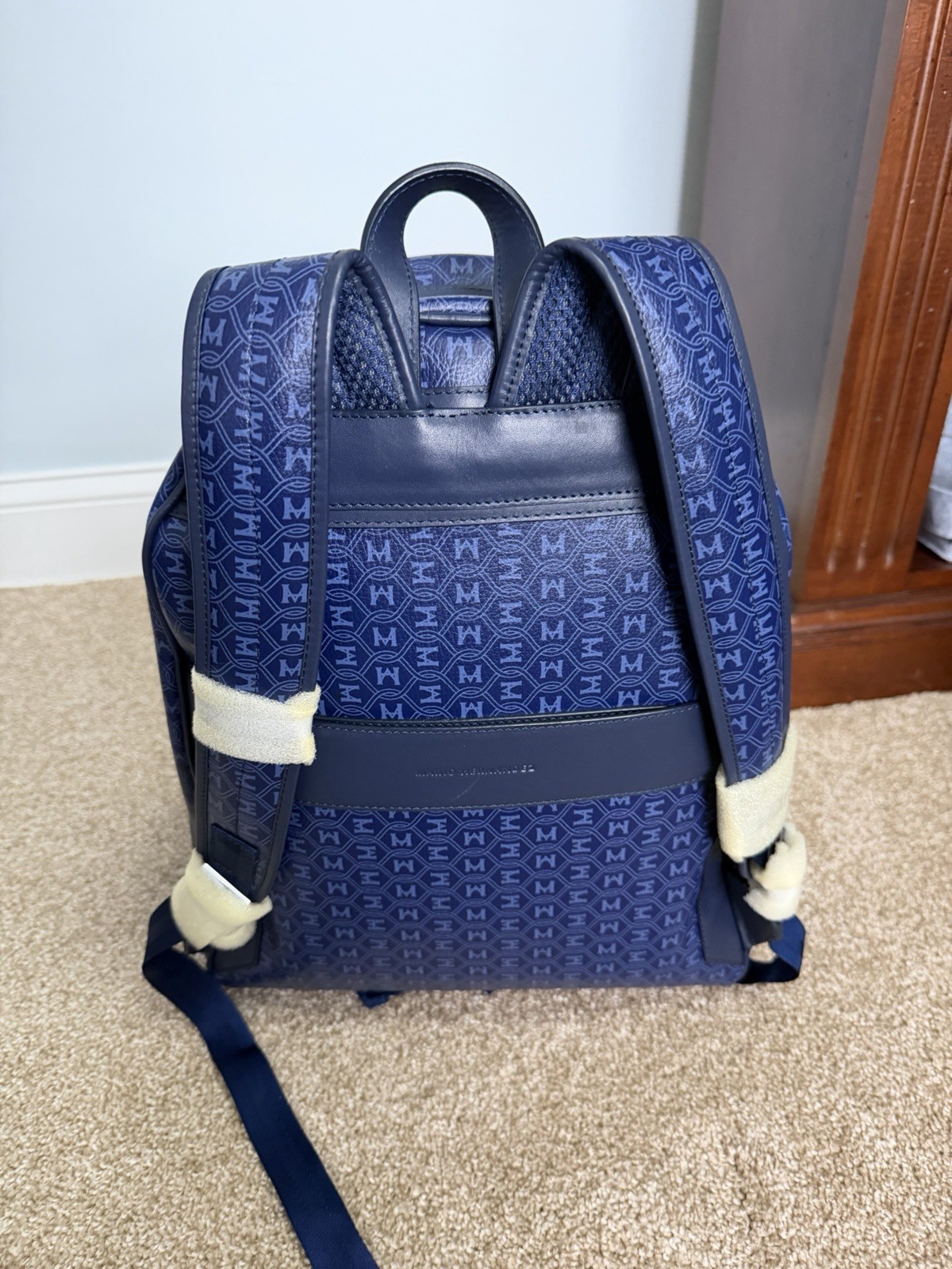 Mario Hernández Blue Logo Backpack Zip Closure Outer Pockets Adjustable Strap