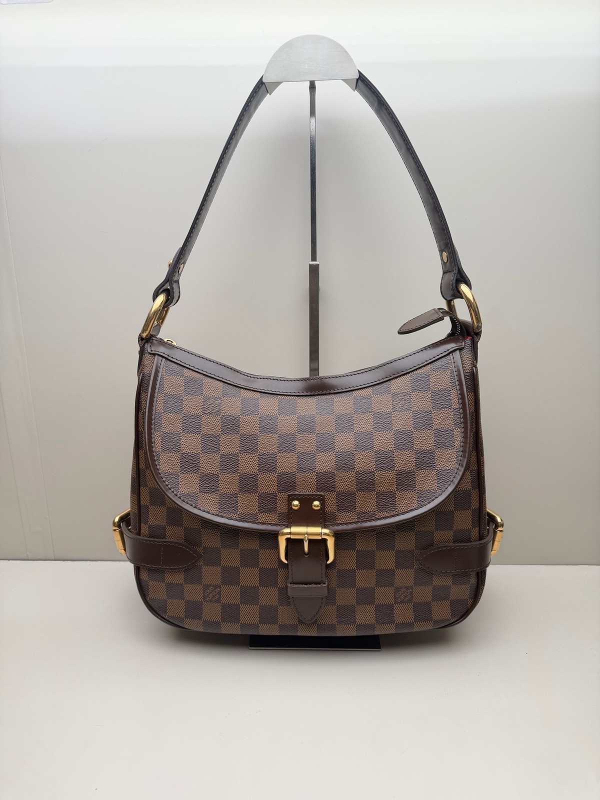 Louis Vuitton Damier Ebene Normal Brown Coated Canvas Underarm Shoulder Bag US S