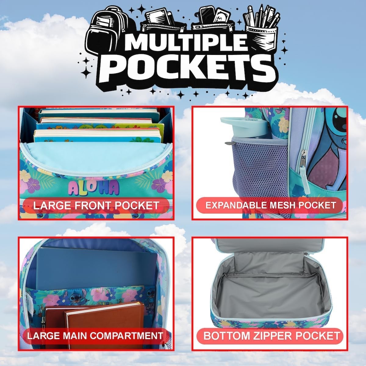Womens Kid Lilo & Stitch Backpack Set (Little Kid/Big Kid) Purple Onesize