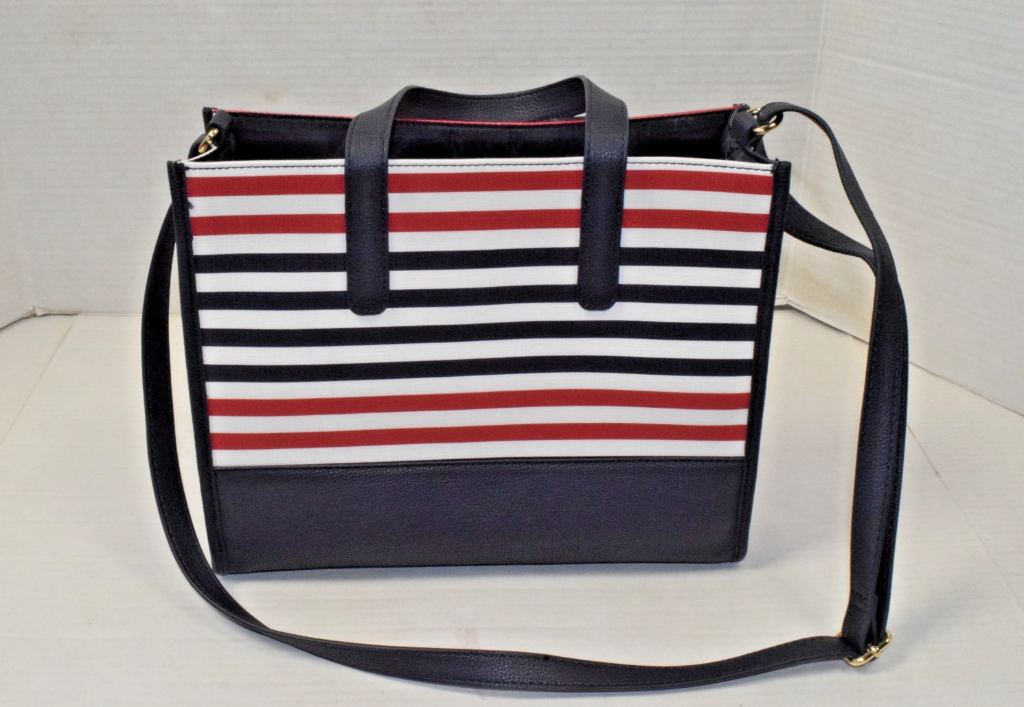 Tommy Hilfiger Tote Bag Red White Blue Striped 10 X 12 Inches NWT