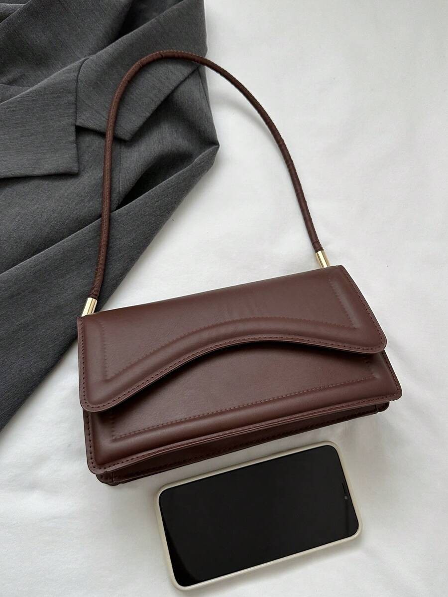 Vintage Asymmetrical Flap Shoulder Bag Women Elegant Old Money Square Tote