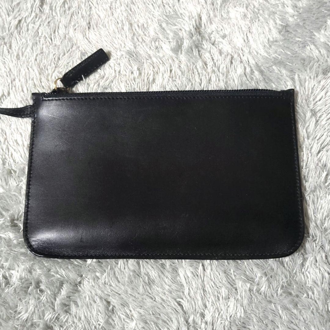 Excellent Condition Pouch GUCCI Bamboo Leather Hardware One Shoulder Bag Black
