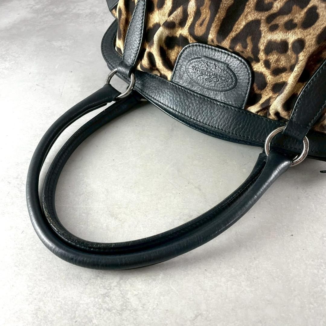 DOLCE & GABBANA Leopard Print Leather Tote Bag Y2K Italy Women Used Authentic