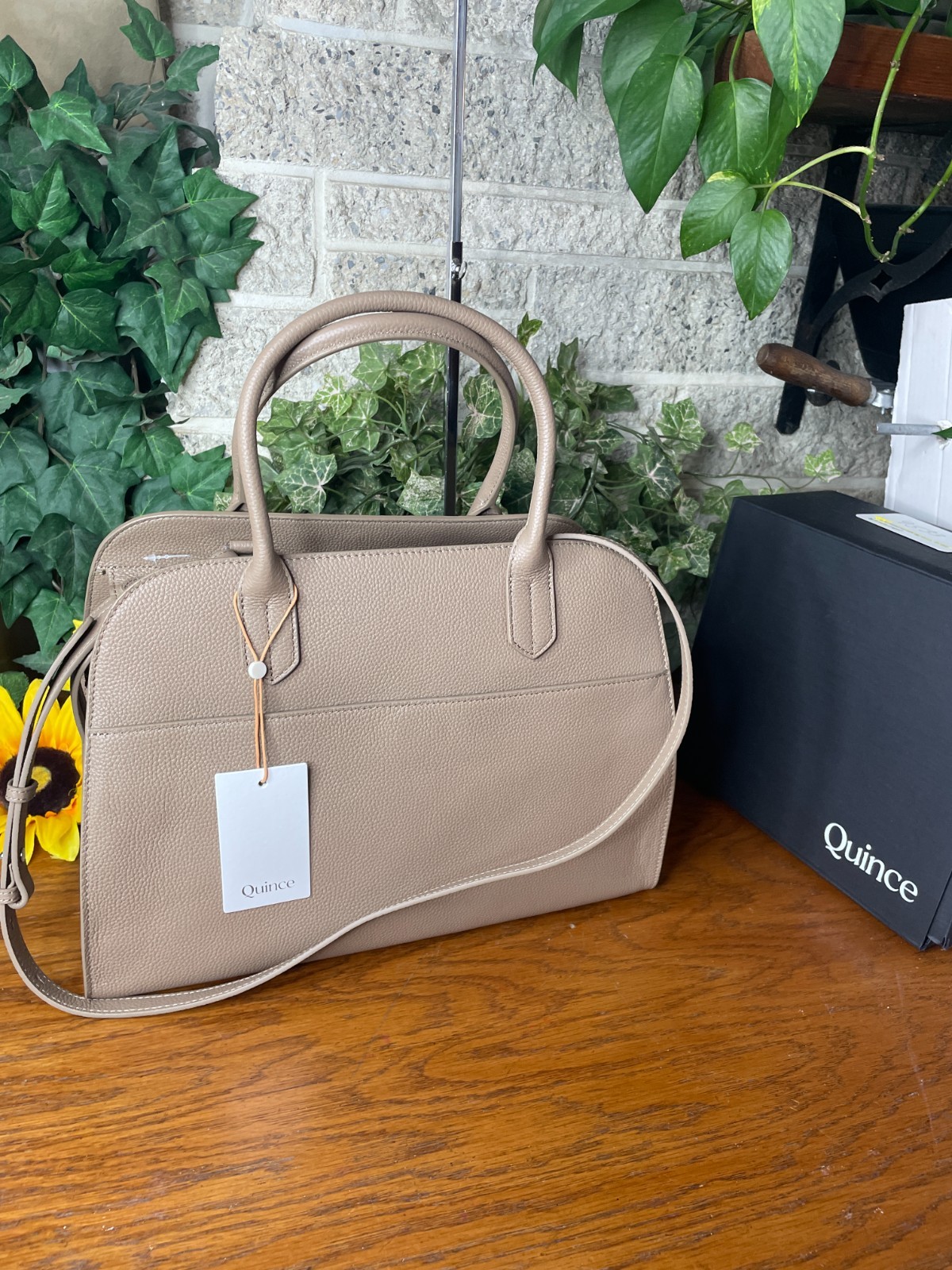 NWT QUINCE HUDSON SATCHEL SHOULDER BAG HANDBAG WARM TAUPE MSRP $188