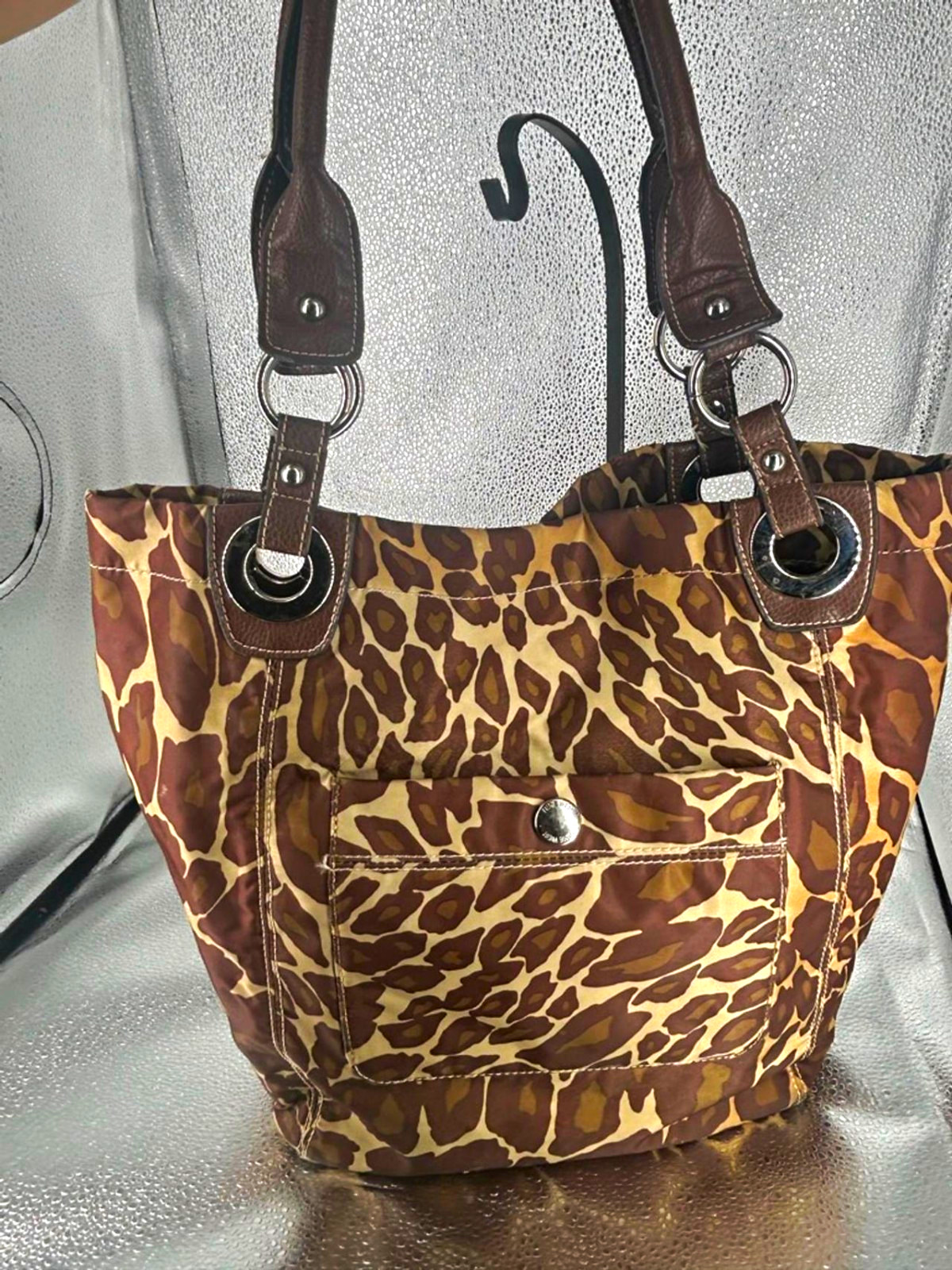 Women’s Nine West Shoulder Bag One Size Brown Beige Leopard Print