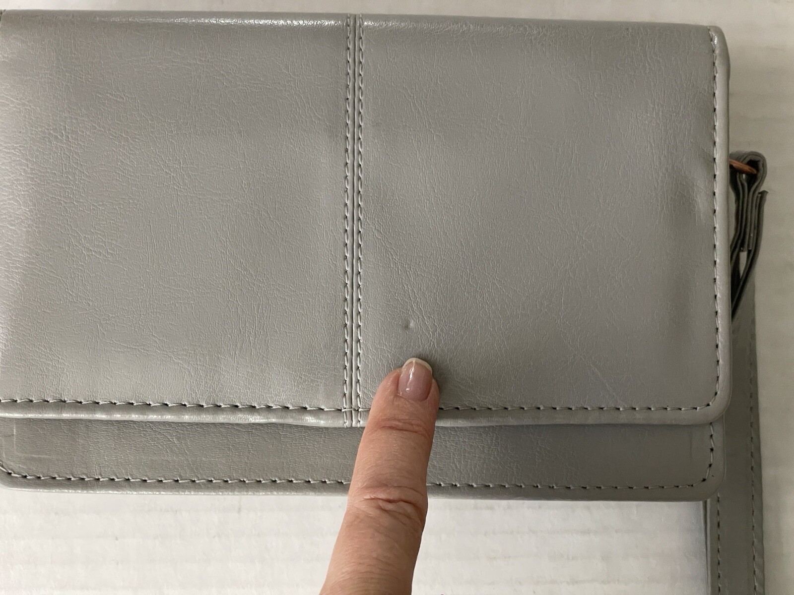 Carnation Crown Gray Leather Crossbody Wallet RFID Wristlet Cellphone Purse NWT