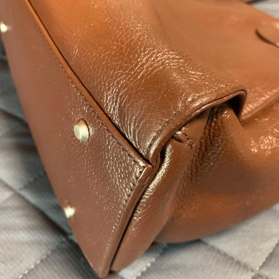 Tsuchiya Kaban Dark Brown Leather Tote Bag A4 Compatible Auth