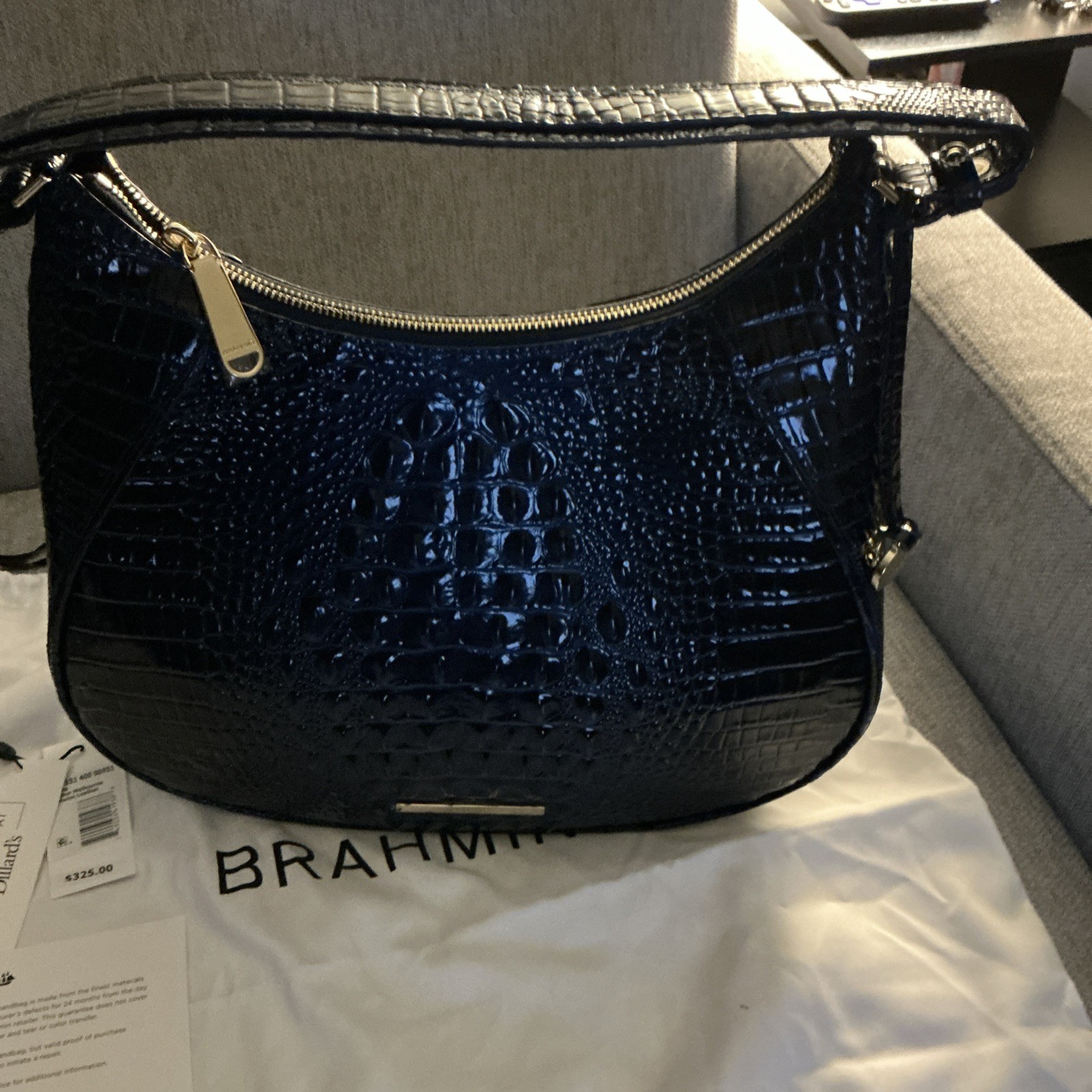 Brahmin Amira Anchor Melbourne Satchel Shoulder Bag dark navy blue