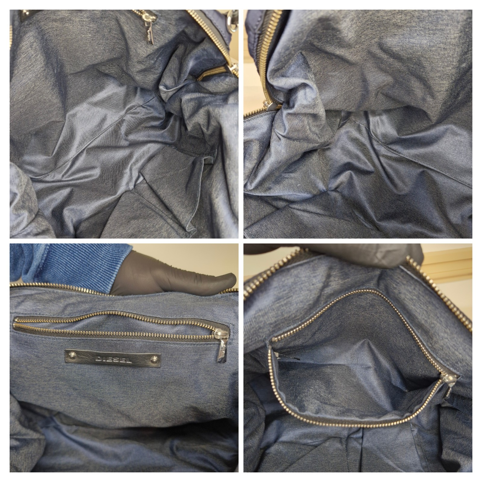 Diesel Excellent Condition Blue Denim Leather & Nylon Adjustable Strap Clean Bag