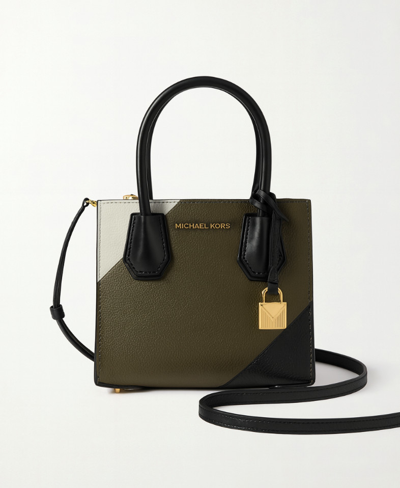 NWT Michael Kors Mercer Medium Messenger Crossbody Leath Bag in Olive Green
