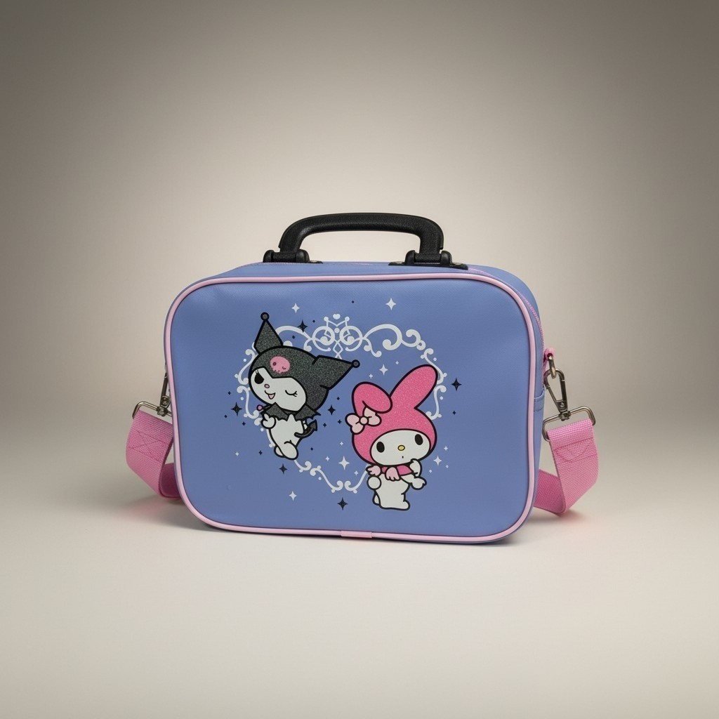 Dumbgood Sanrio My Melody Kuromi Blue Crossbody Bag Glitter Lunch Box