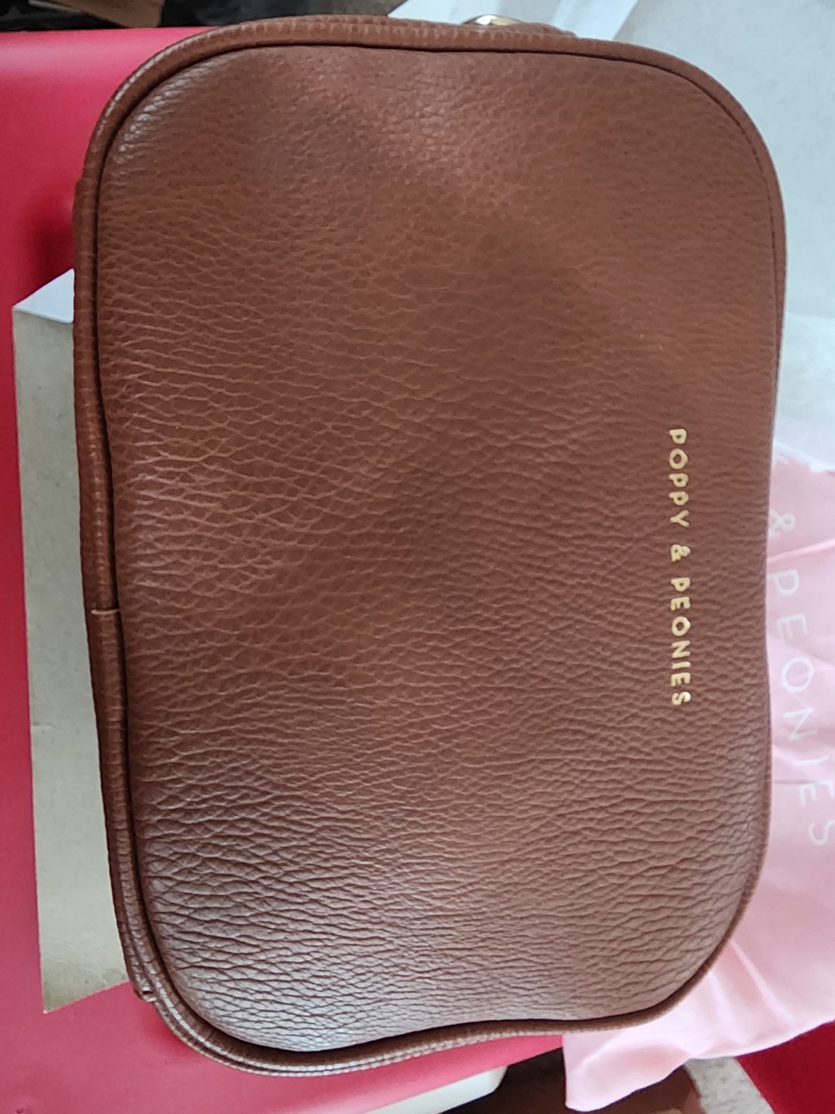 Poppy & Peonies 24/7 Crossbody bag in a textured chestnut brown finish New