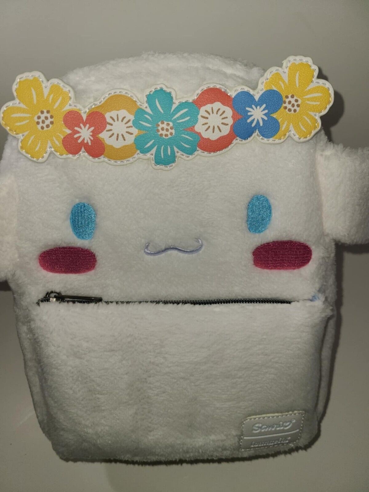 NEW NWT Loungefly Cinnamoroll Flower Crown Plush Fuzzy Mini Backpack Hello Kitty
