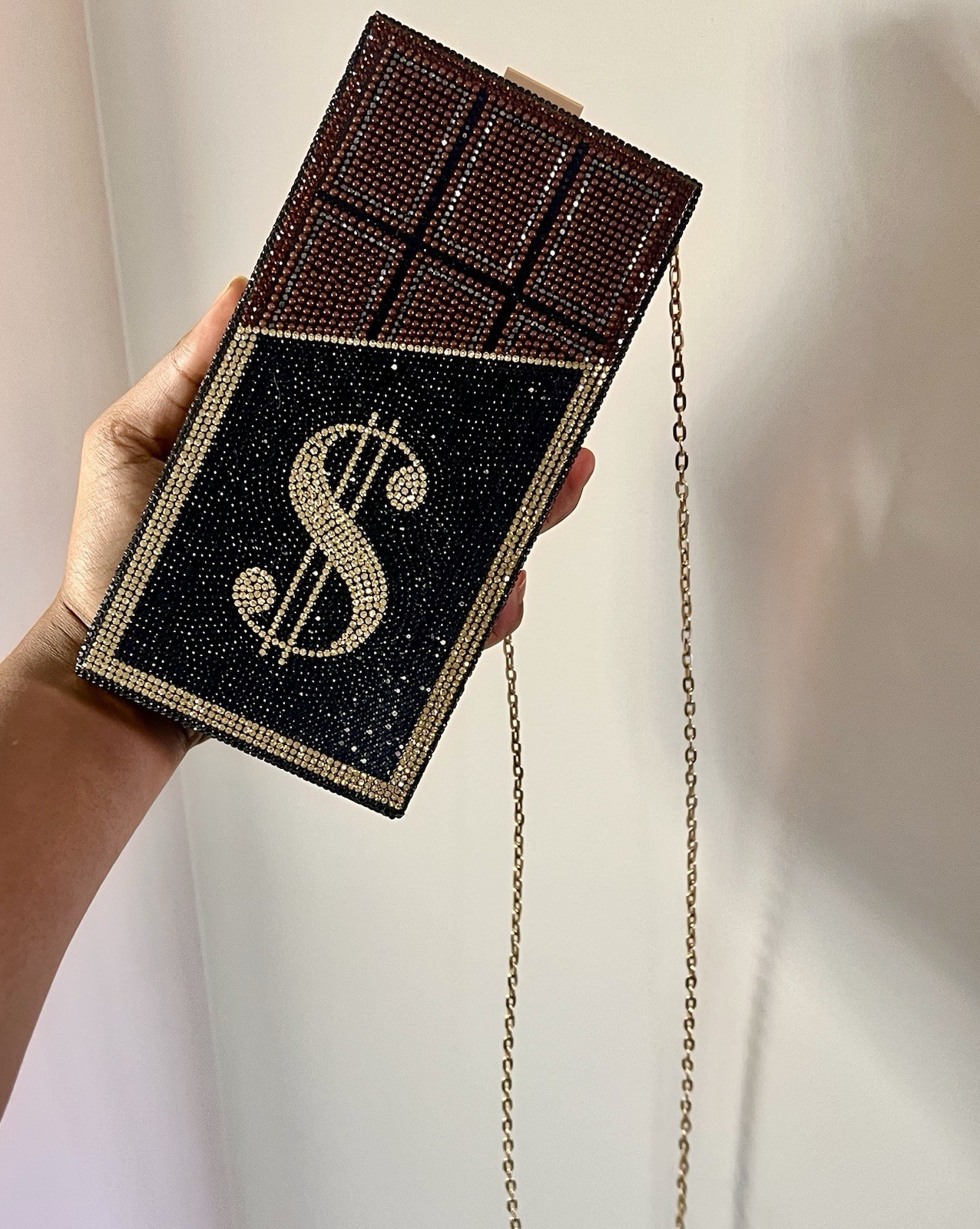 Chocolate Money Rhinestone Bag