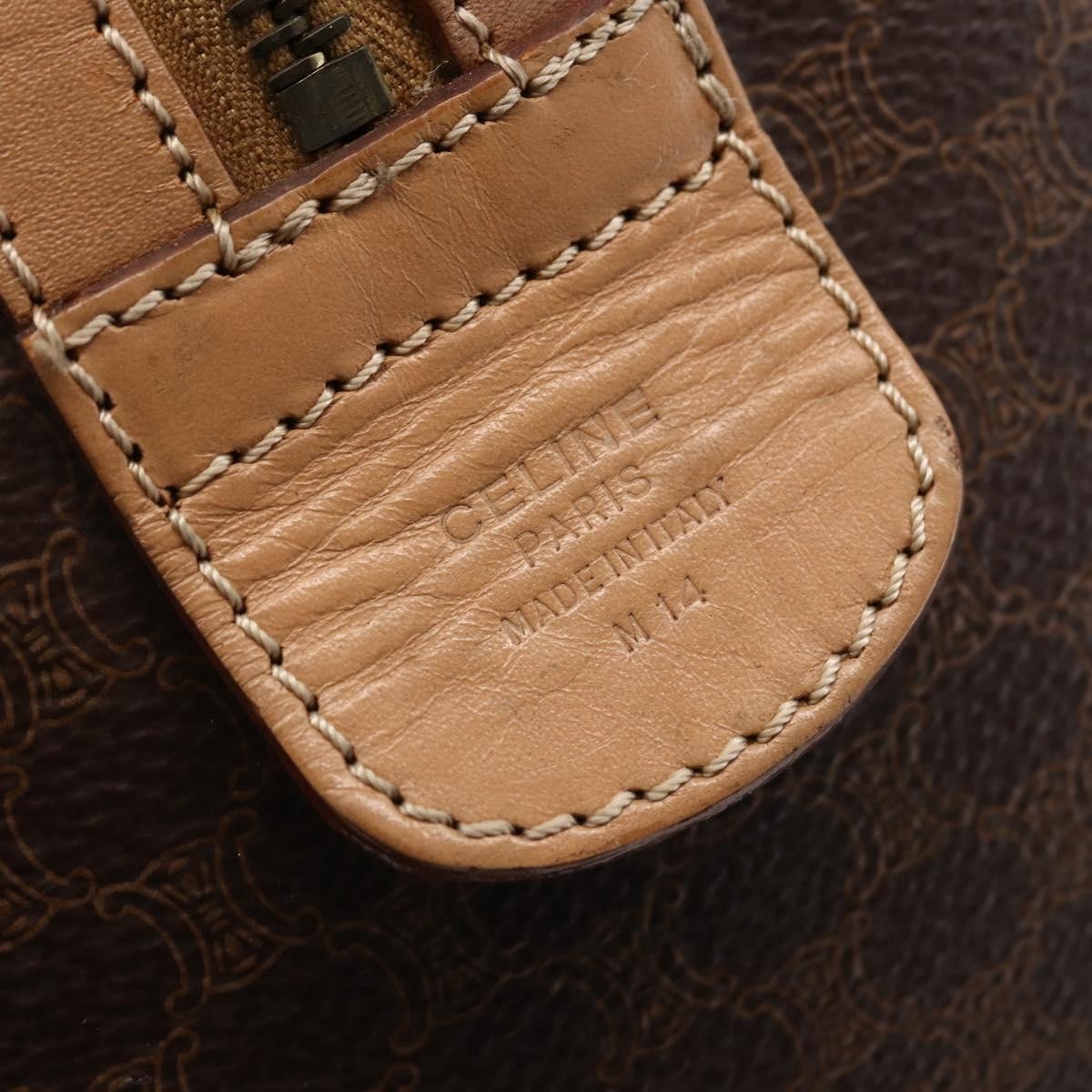 CELINE Macadam Canvas Boston Bag PVC Leather Brown Gold Auth mr2011