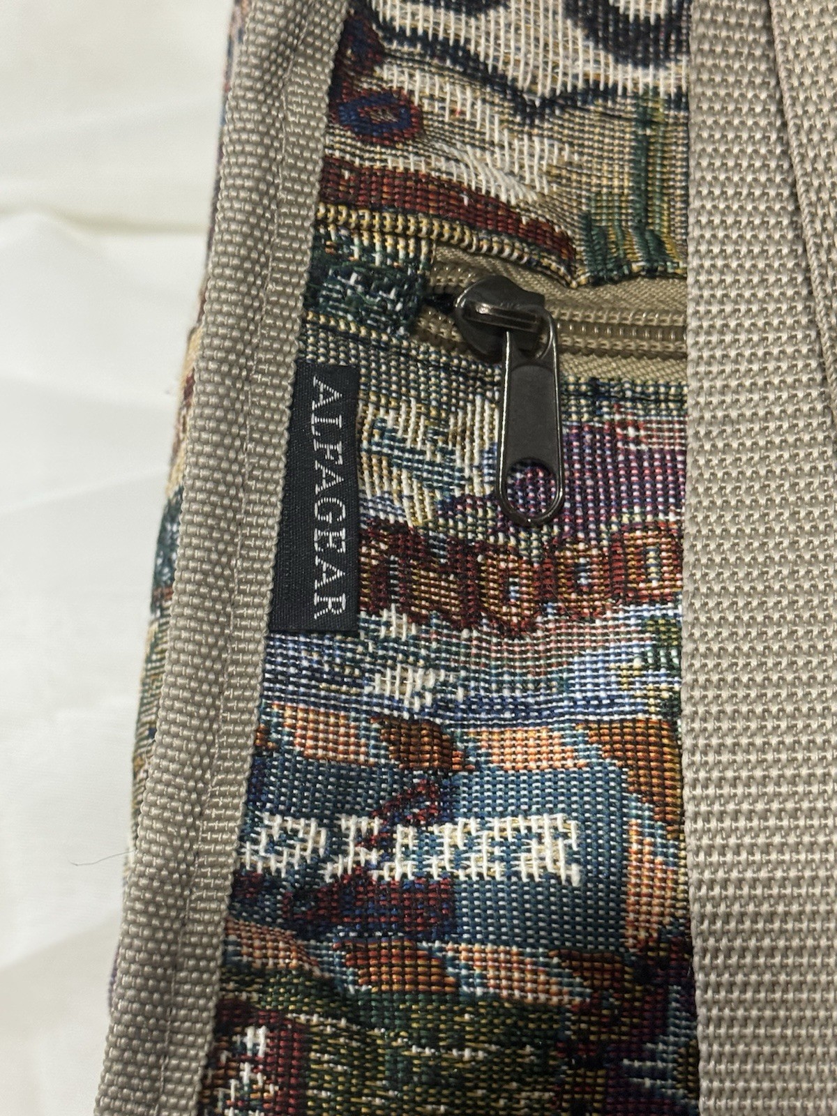 Vintage 90’s Route 66 Road Trip Tapestry Purse with Coin Purse Khaki Piping