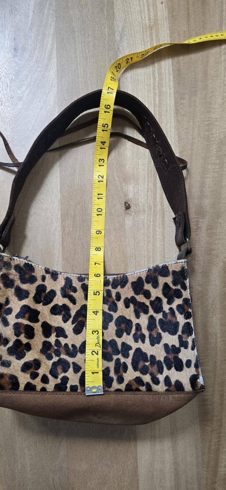 Two Bar West Leopard Hair on Hide Leather Shoulder Bag Studded Rhinestone…