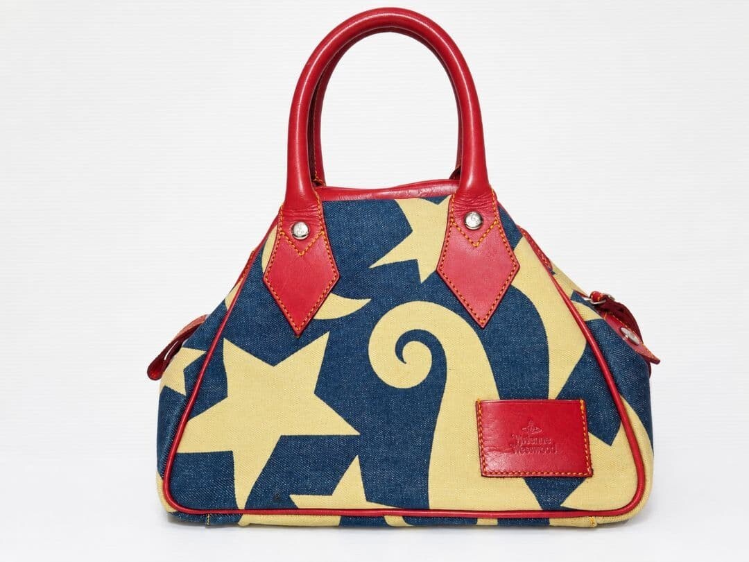 Vivienne Westwood Orb Print Yasmin Bag Vintage Canvas Dome Handbag Auth