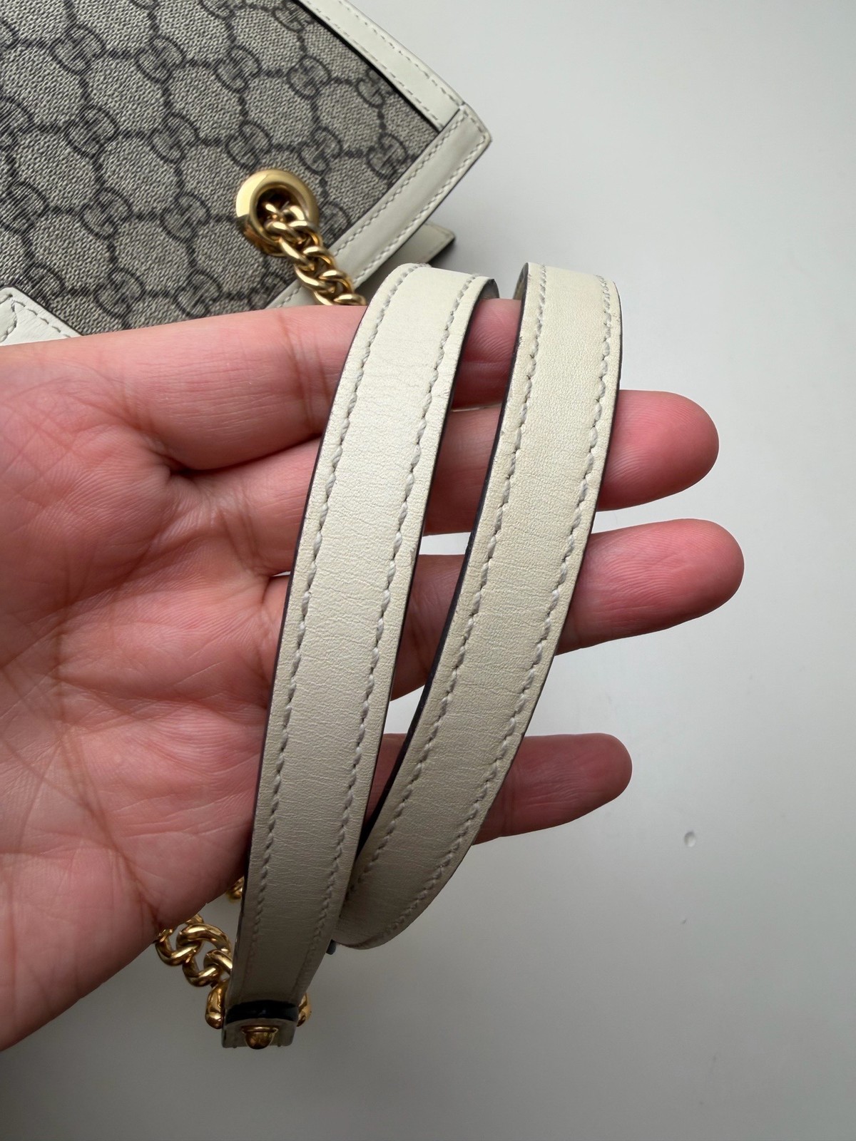 Gucci Padlock Medium Beige GG Monogram White Calfskin Shoulder Tote US Ship