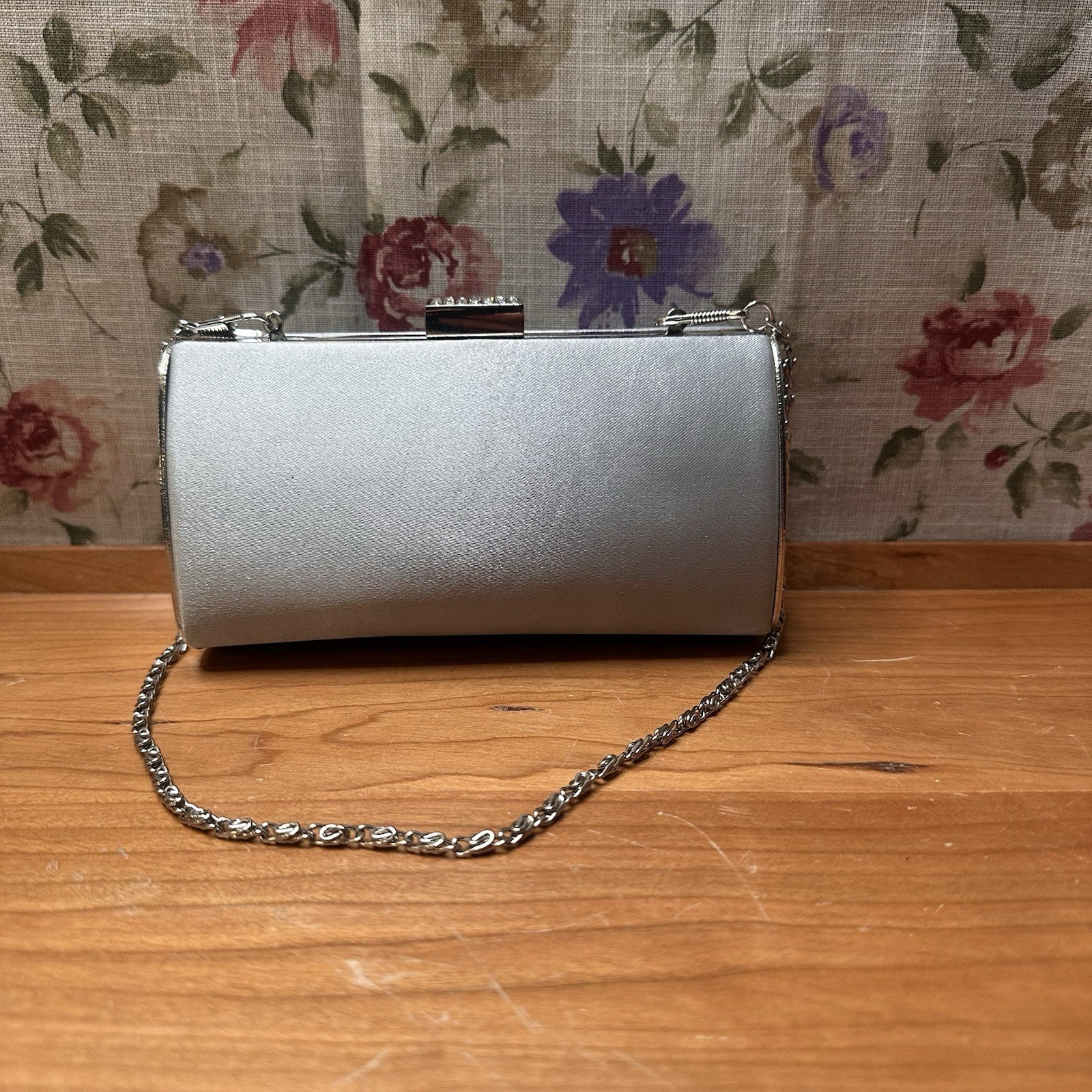 Ladies Evening Cluth by Lulu Townsend Silver with Rhinestone Clasp Glamour Purse