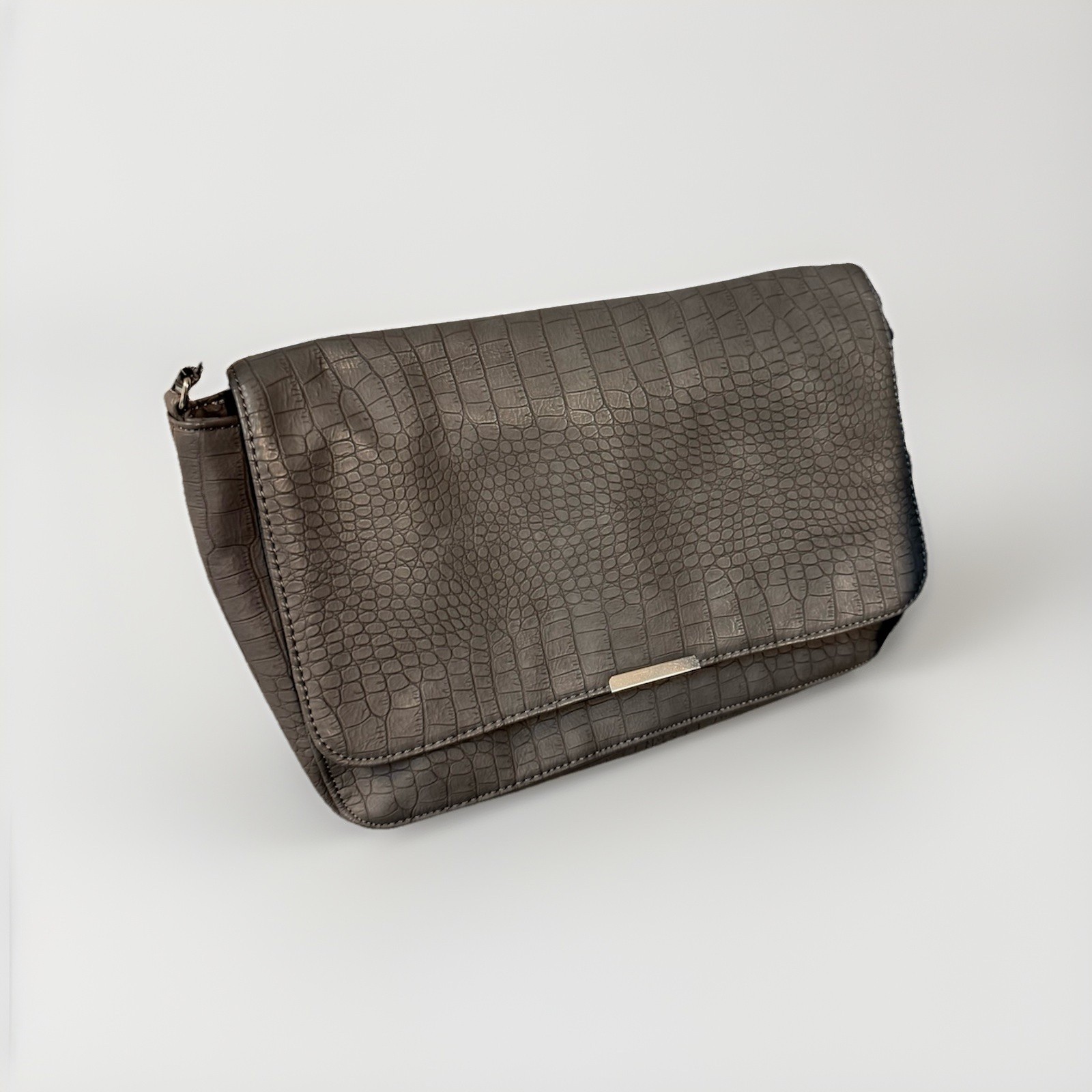 Faux Leather Crossbody Bag Thirty-One Gray Gator-embossed Texture 31 Gifts NWOT