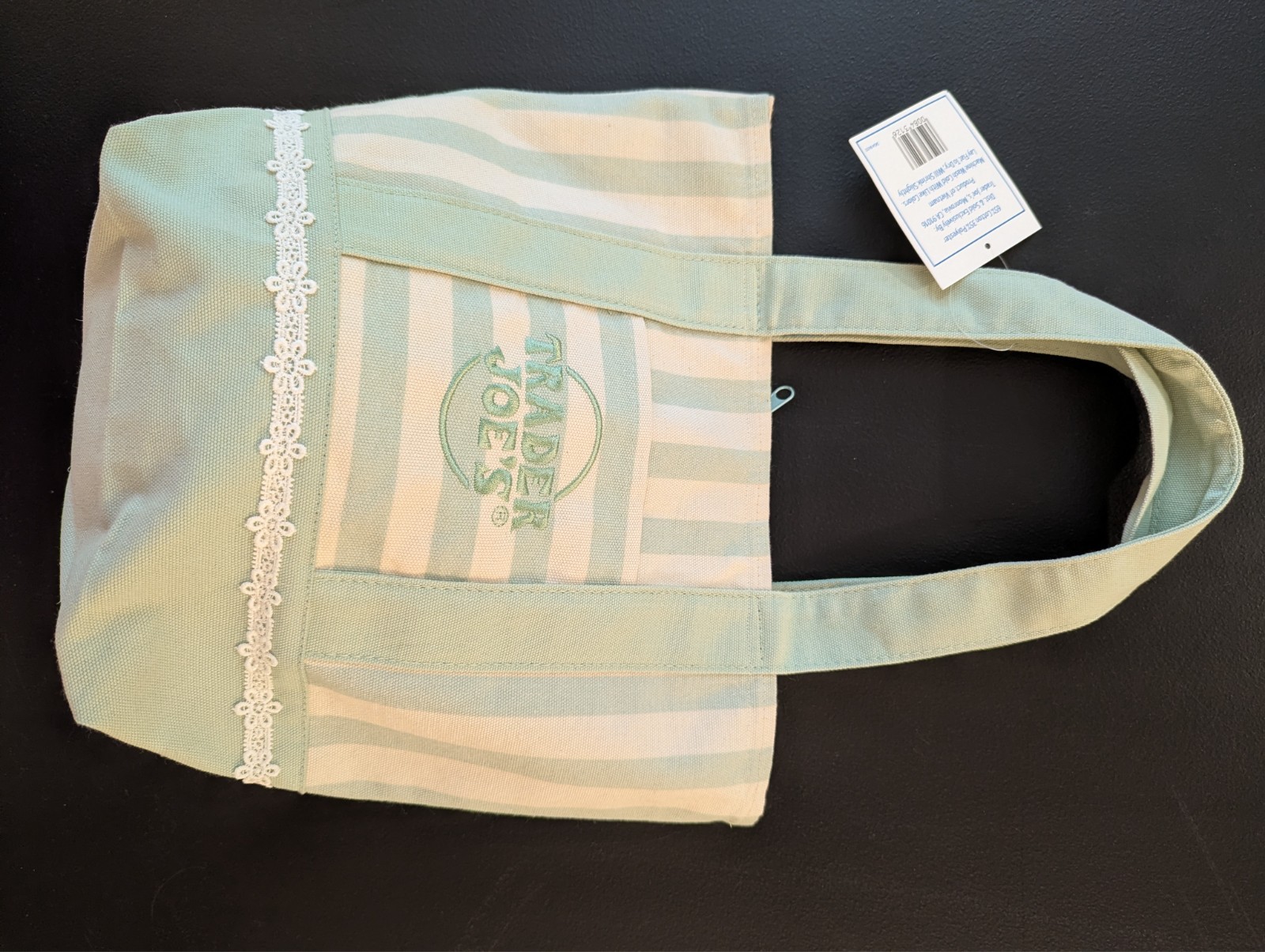 Custom Trader Joe’s Hello Kitty zipper mini tote bag striped pastel green bows