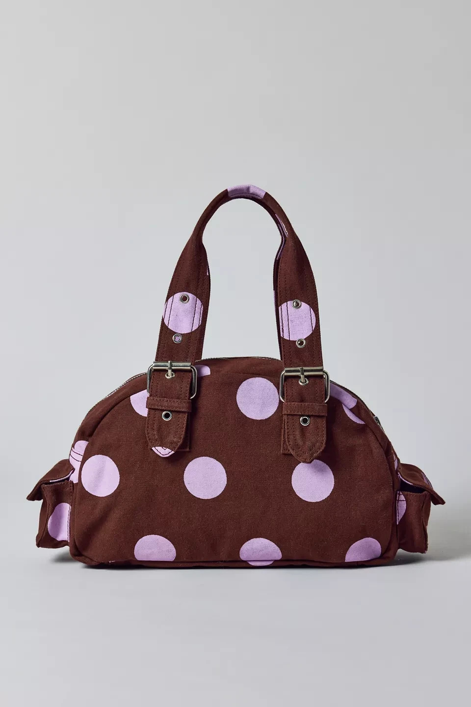 BDG Colored Denim Duffle Shoulder Bag Brown + Polka Dot