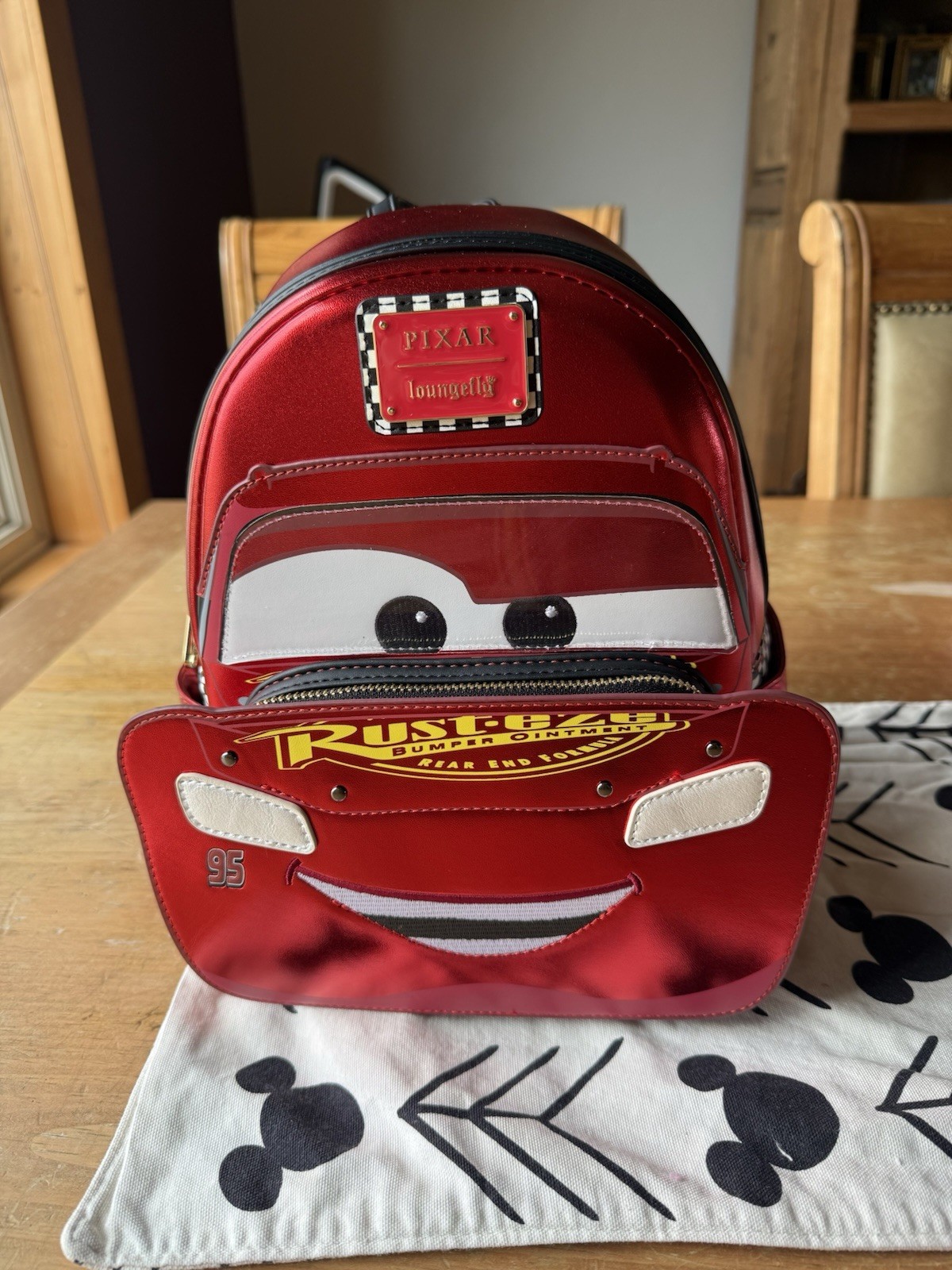 Loungefly Disney Pixar Cars Metallic Lightning McQueen Cosplay Mini Backpack NWT