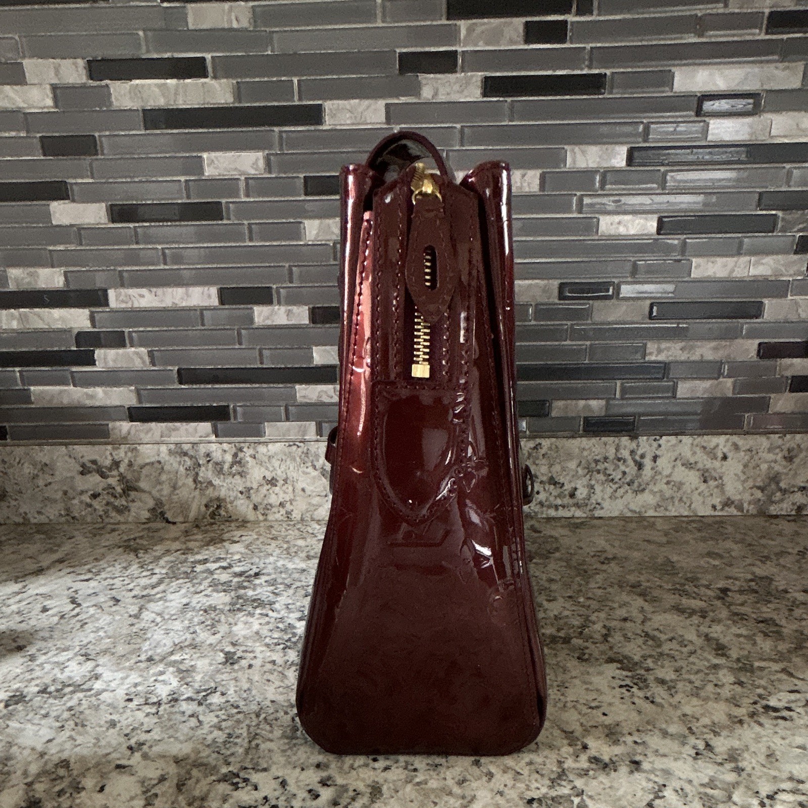 Louis Vuitton Monogram Aramante Vernis Melrose Avenue Bag Burgundy