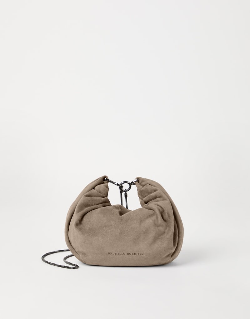 BRUNELLO CUCINELLI WOMEN’S LIGHT BROWN SUEDE SHOULDER BAG MSRP $3850