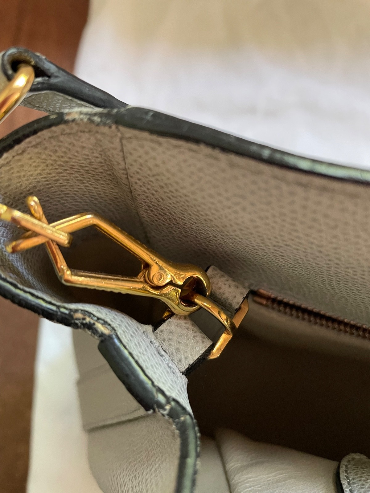 Valextra – Italian leather Triennial bag with gold hardware
