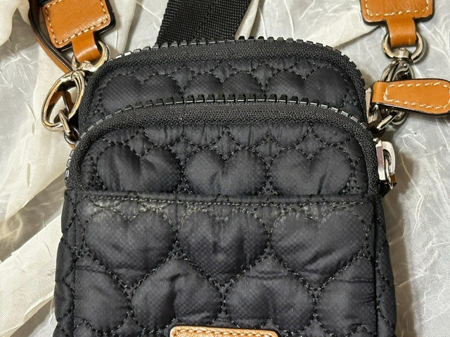 Brighton Kora Mini Utility Bag Heart Strap Black Quilted Cross Body Purse USED