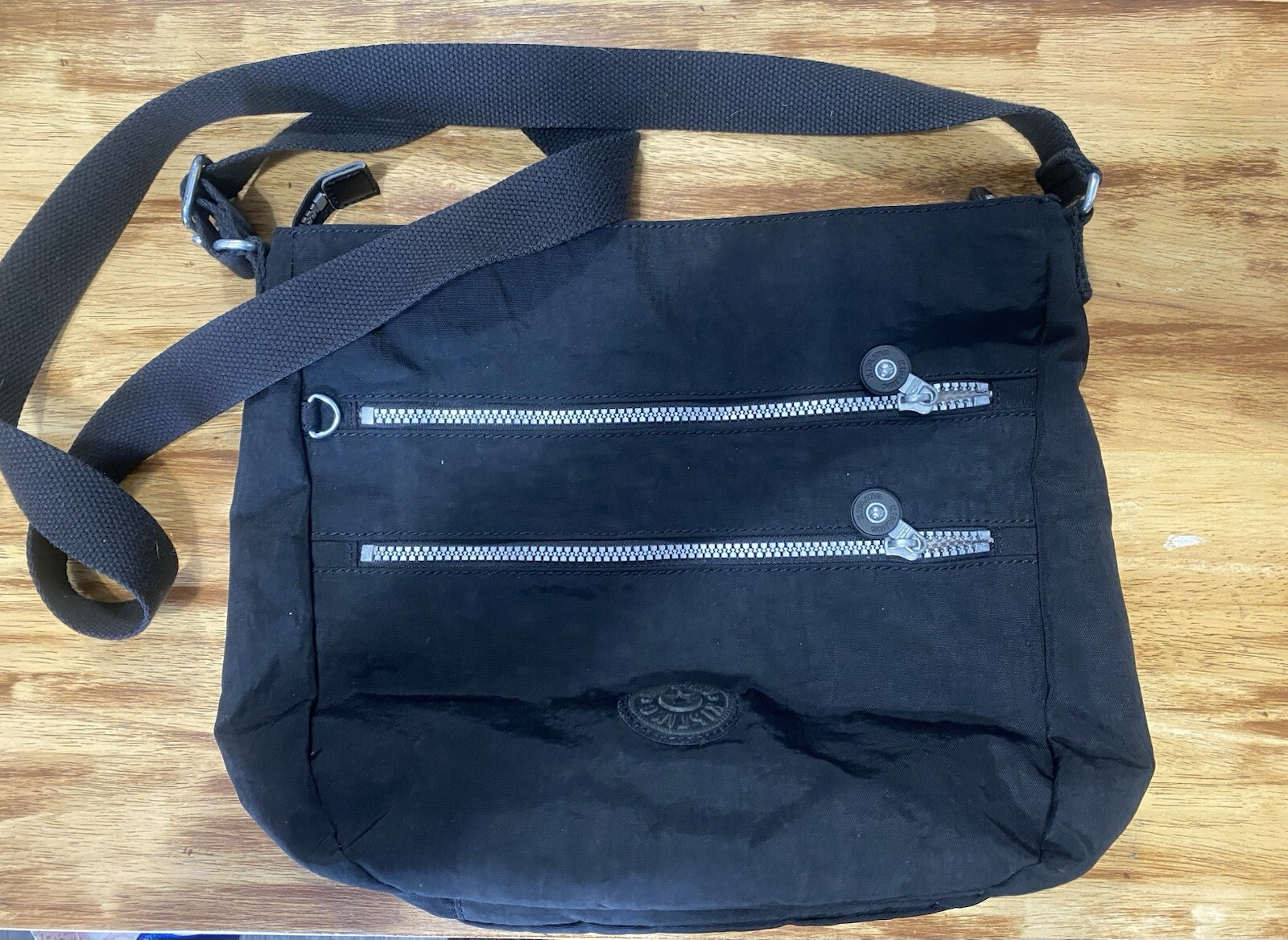 Kipling Crossbody Purse Bag Tote Black 12.5in X 11.5in Zipper Compartments
