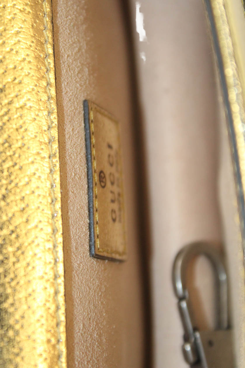 Gucci Womens Metallic Crystal Snake Dionysus Super Mini Handbag Gold Tone