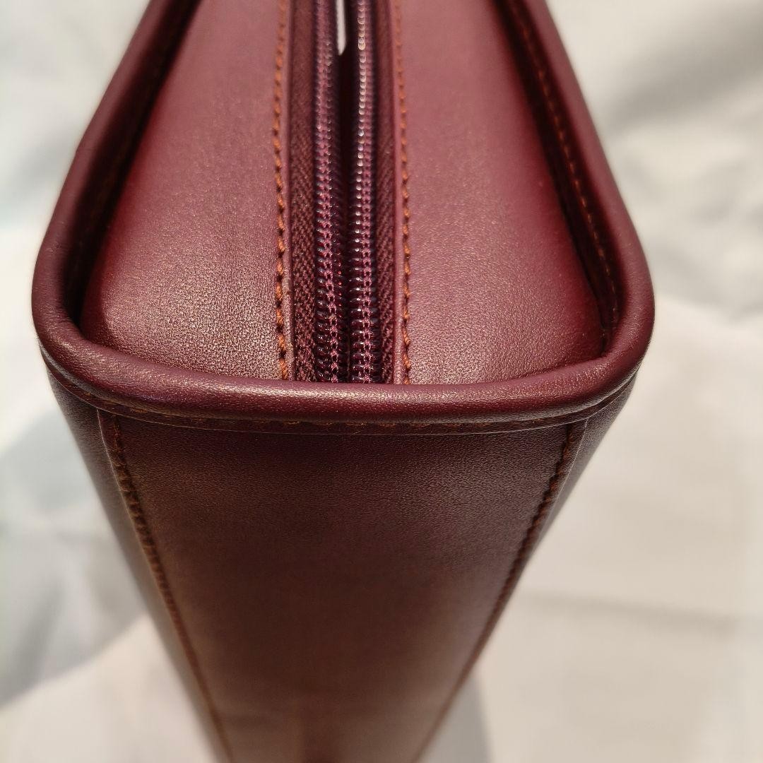 Must de Cartier Authentic Bordeaux Leather Pouch Clutch Bag Logo w/ Dust bag